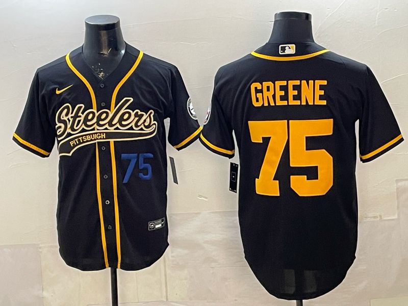 Men 2026 Pittsburgh Steelers #75 Greene Black Joint Name Nike Limited NFL Jersey style 03->pittsburgh steelers->NFL Jersey